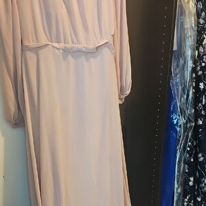 Dessy Collection Soft Pink Long Sleeve Dress